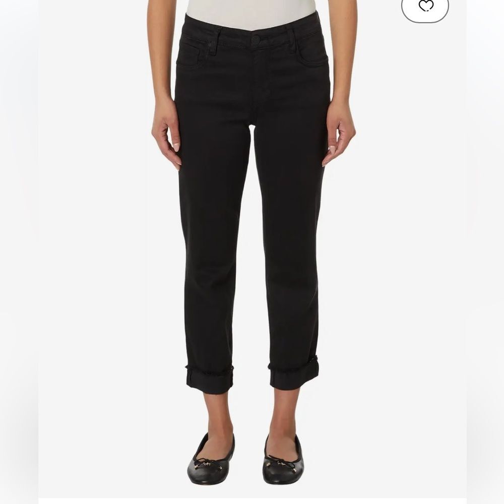 Kut from the Kloth Amy Mid Rise Crop Straight Leg black 4